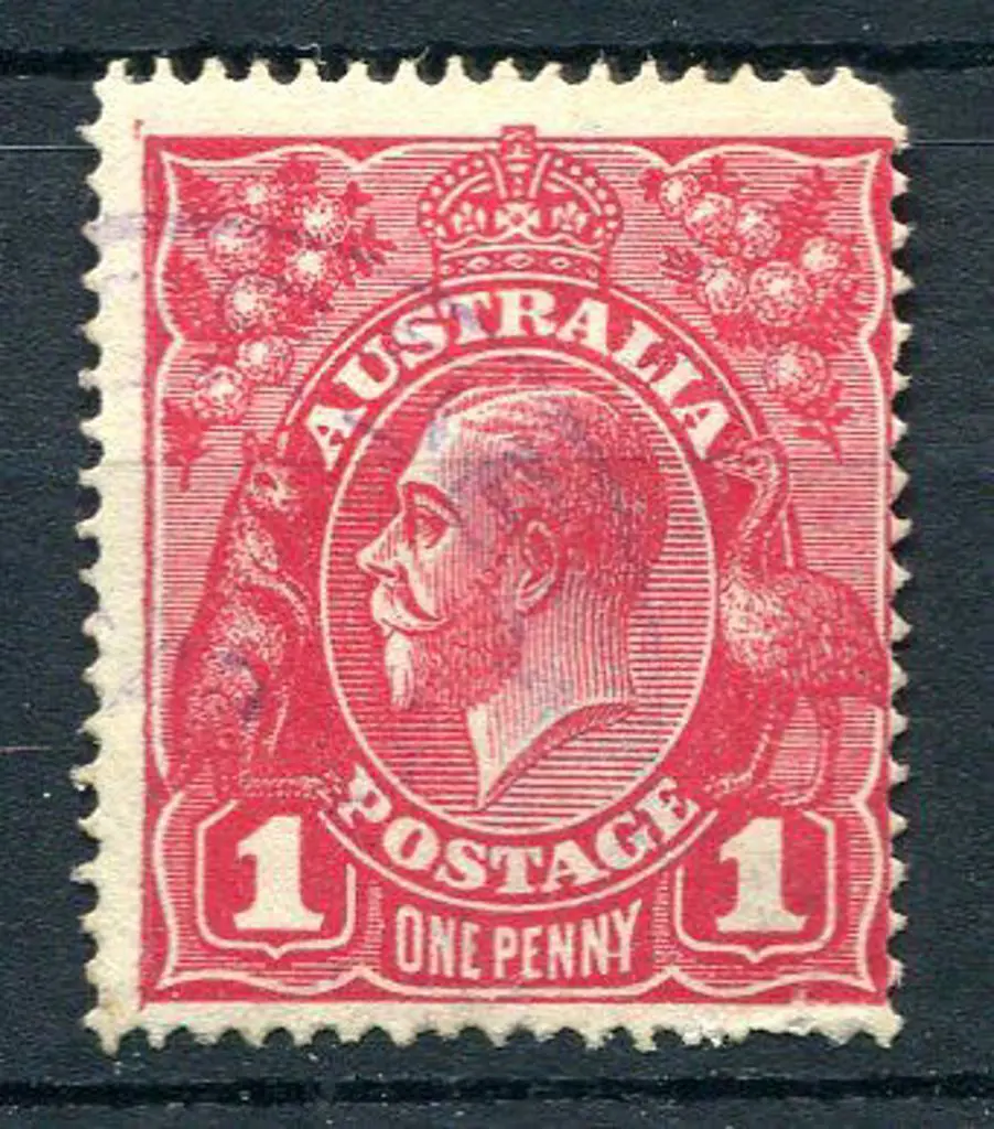 1914-20 Single Watermark 1d carmine aniline with ... Image 1++