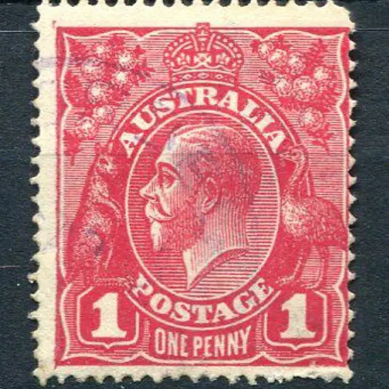 1914-20 Single Watermark 1d carmine aniline with ...