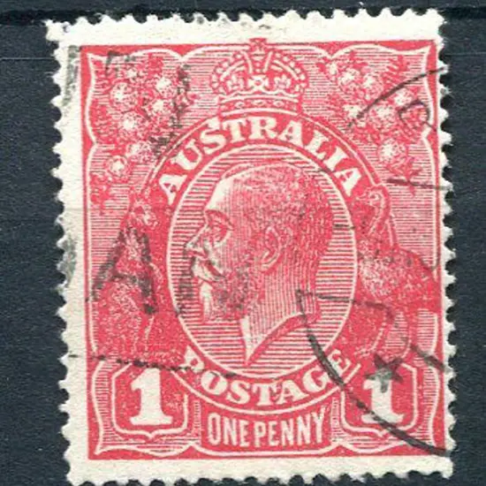 1914-20 Single Watermark 1d carmine-red with ...