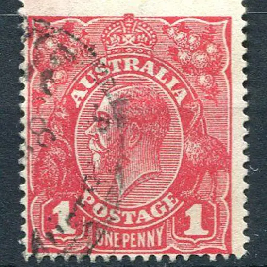1914-20 Single Watermark 1d deep red, Die III with ...