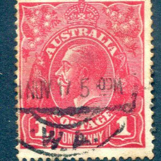 1914-20 Single Watermark 1d deep red-aniline (G ...