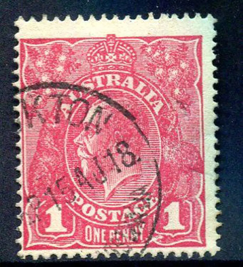 1914-20 Single Watermark 1d deep rosine (G70) with ... Image 1++