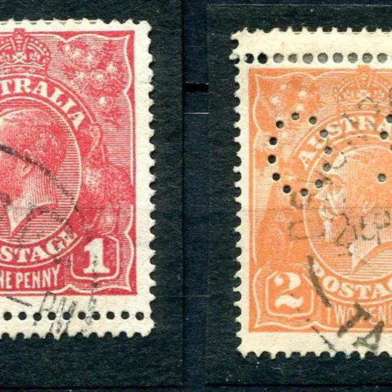 1914-20 Single Watermark 1d red on rough paper & ...