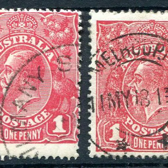 1914-20 Single Watermark 1d red, Die II ...