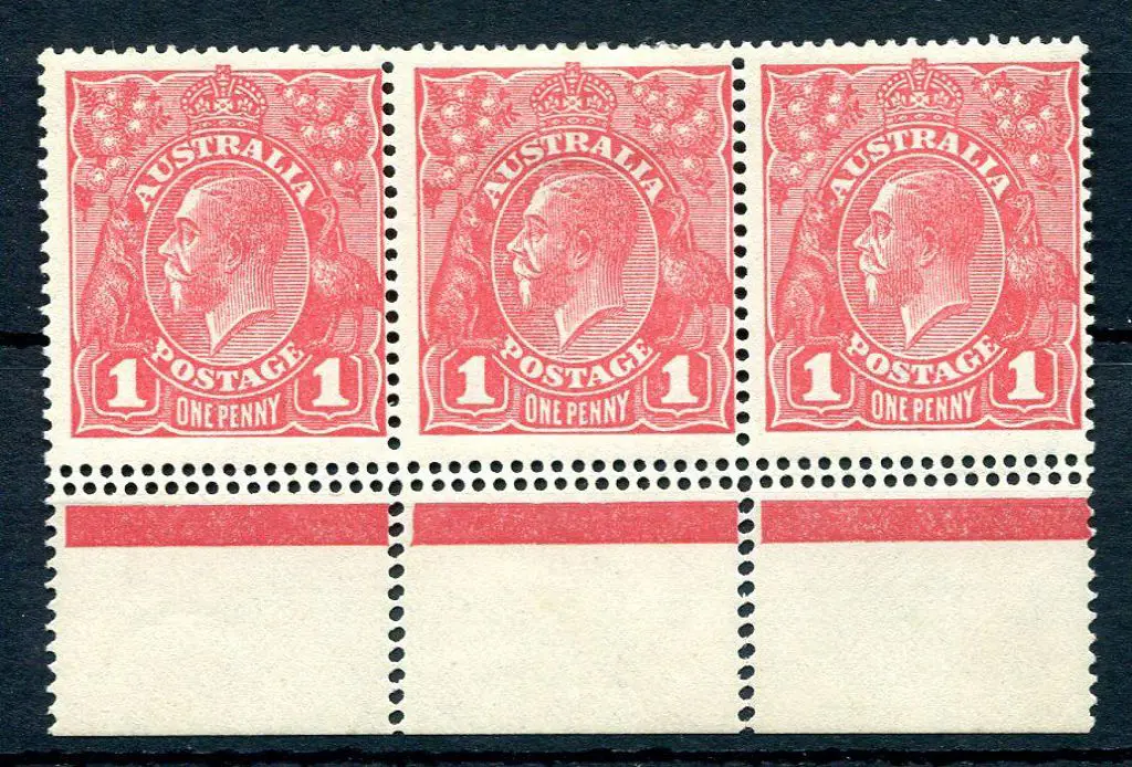 1914-20 Single Watermark 1d reddish-pink bottom ... Image 1++
