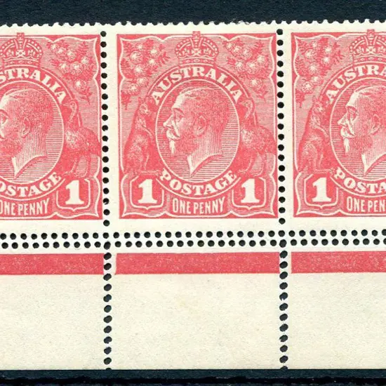 1914-20 Single Watermark 1d reddish-pink bottom ...