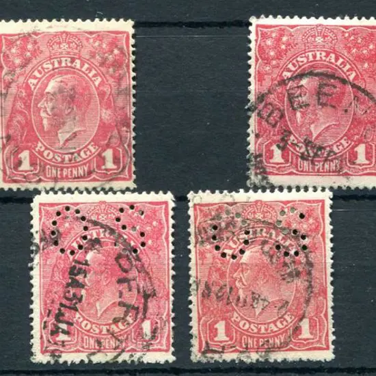 1914-20 Single Watermark 1d reds with Die I & II ...