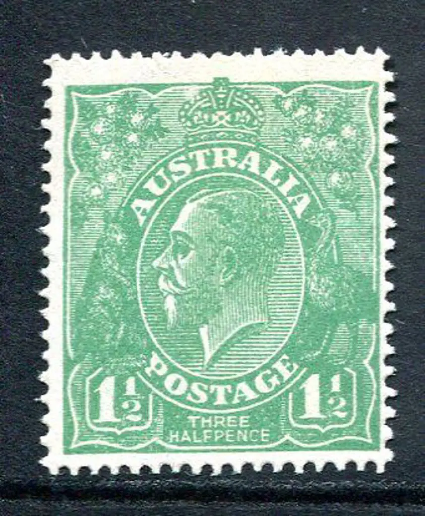1914-20 Single Watermark 1½d green with coarse ... Image 1++