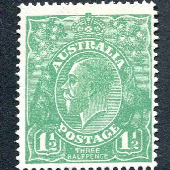 1914-20 Single Watermark 1½d green with coarse ...