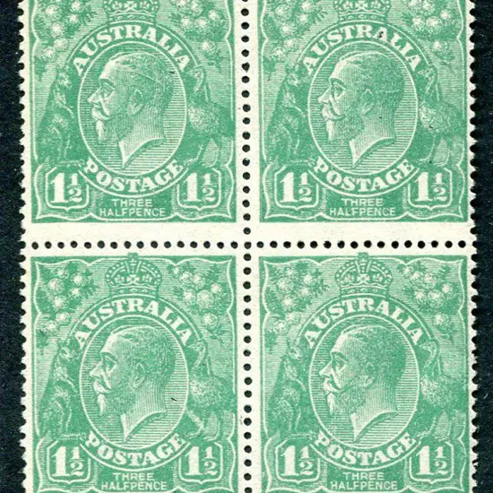 1914-20 Single Watermark 1½d blue-green with ...