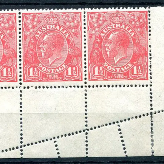 1914-20 Single Watermark 1½d scarlet in lower ...