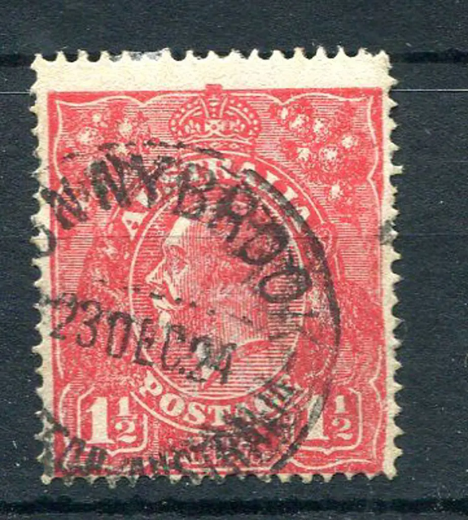 1914-20 Single Watermark 1½d red with "substituted ... Image 1++