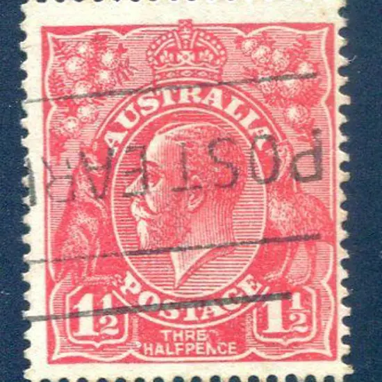 1914-20 Single Watermark 1½d deep scarlet with ...