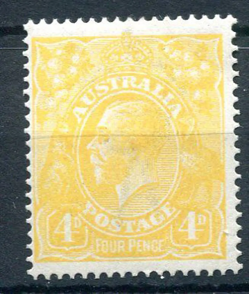 1914-20 Single Watermark 4d lemon-yellow. MLH with ... Image 1++