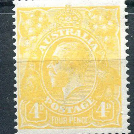 1914-20 Single Watermark 4d lemon-yellow. MLH with ...