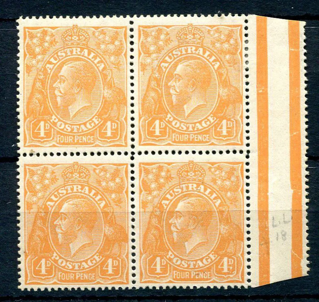 1914-20 Single Watermark 4d orange, plate 2 in ... Image 1++
