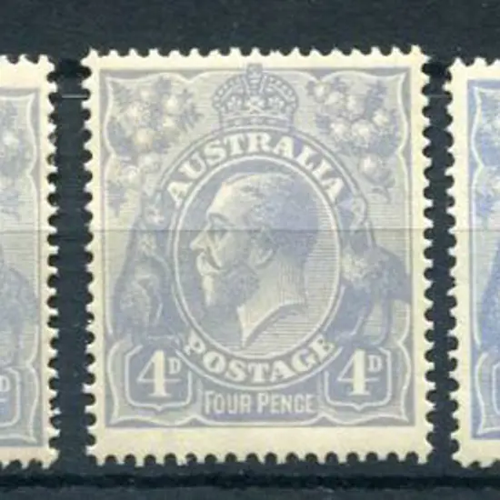 1914-20 Single Watermark 4d blue shades from the ...