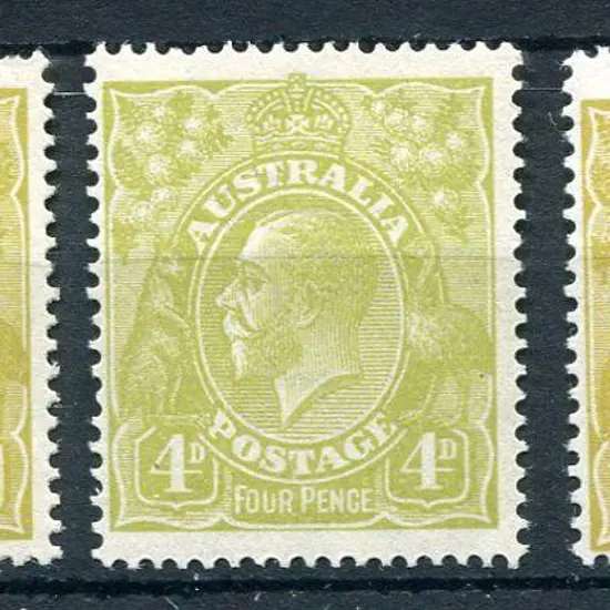 1914-20 Single Watermark 4d olive, 4d greenish ...
