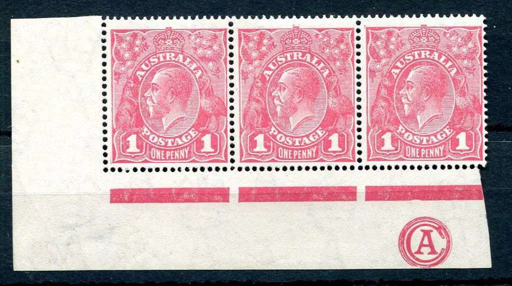 1918-20 Large Multiple Watermark 1d carmine-pink ... Image 1++