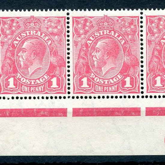 1918-20 Large Multiple Watermark 1d carmine-pink ...