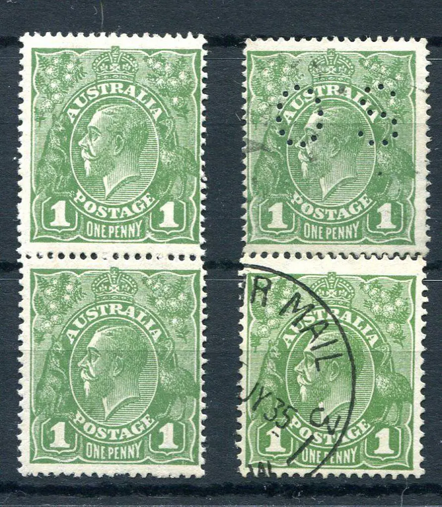 1918-20 Large Multiple Watermark 1d green vertical ... Image 1++