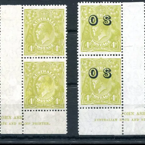 1926-30 Small Multiple Watermark Perf. 4d olive in ...