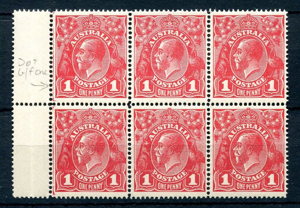1914-20 Single Watermark 1d carmine-red left ... Image 1++