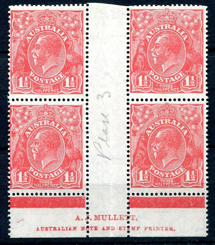 1926-30 Small Multiple Watermark Perf. 1½d red, ... Image 1++