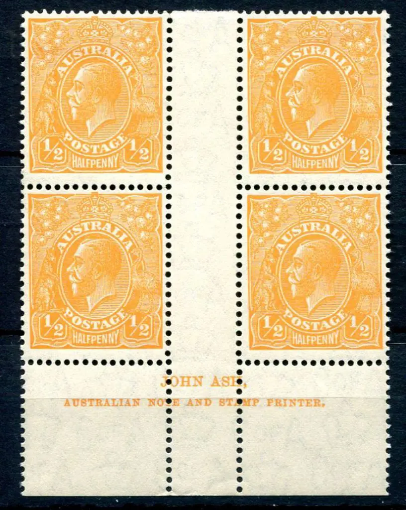 1931-36 CofA Watermark ½d orange, electro 9 John ... Image 1++