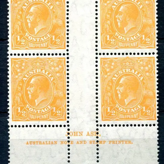 1931-36 CofA Watermark ½d orange, plate 9 John Ash ...