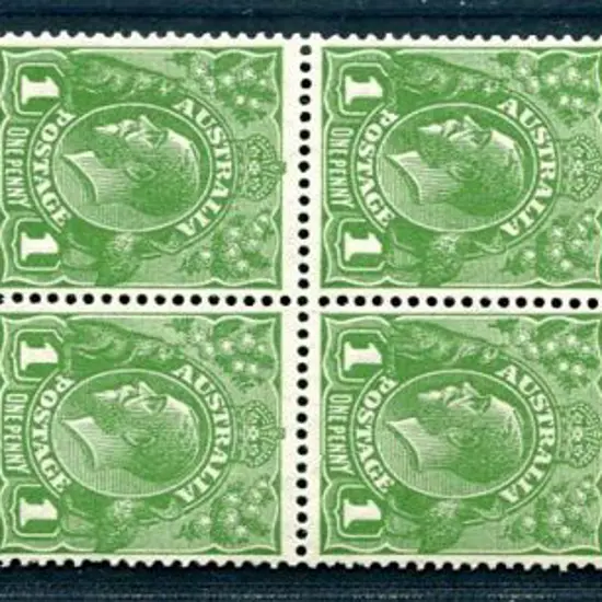 1931-36 CofA Watermark 1d green, Plate 1 vertical ...