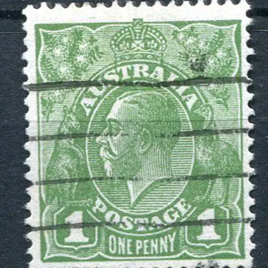 1931-36 CofA Watermark 1d green with reversed wmk. ...