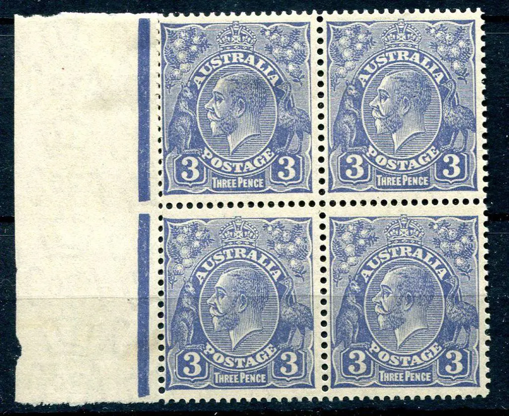 1931-36 CofA Watermark 3d pale blue left selvedge ... Image 1++