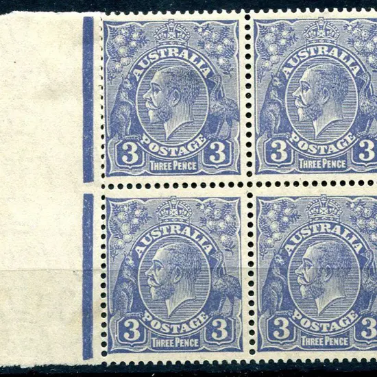 1931-36 CofA Watermark 3d pale blue left selvedge ...