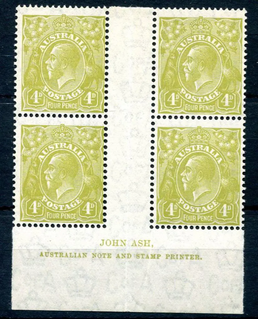 1931-36 CofA Watermark 4d olive in John Ash ... Image 1++