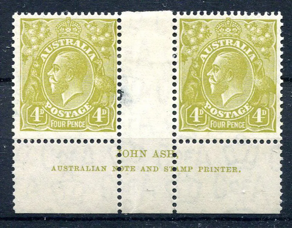 1931-36 CofA Watermark 4d olive, plate 3 John Ash ... Image 1++