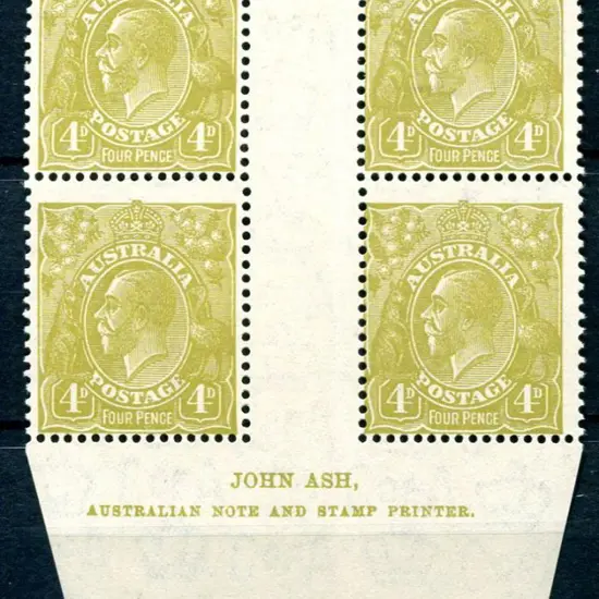 1931-36 CofA Watermark 4d greenish-olive plate 4 ...