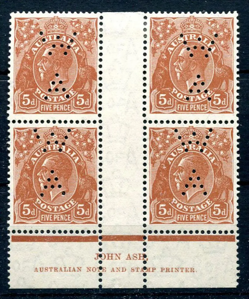 1931-36 CofA Watermark 5d orange-brown plate 3 ... Image 1++