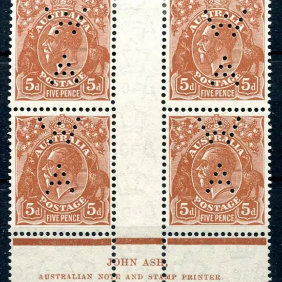 1931-36 CofA Watermark 5d orange-brown plate 3 ...