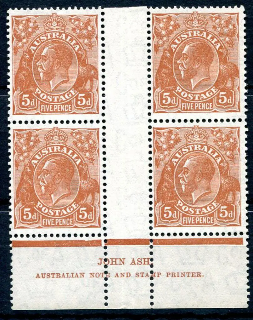 1931-36 CofA Watermark 5d orange-brown plate 3 ... Image 1++