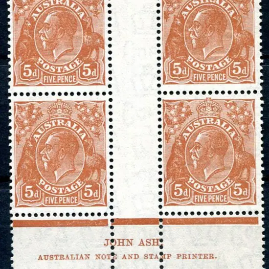 1931-36 CofA Watermark 5d orange-brown plate 3 ...