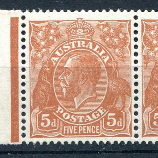 1931-36 CofA Watermark 5d orange-brown selvedge ...