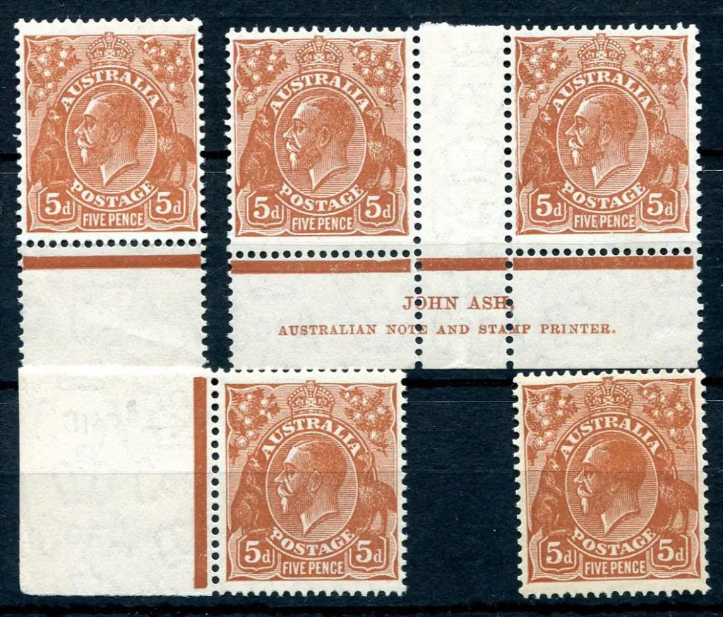 1931-36 CofA Watermark 5d orange-brown x 4 ... Image 1++