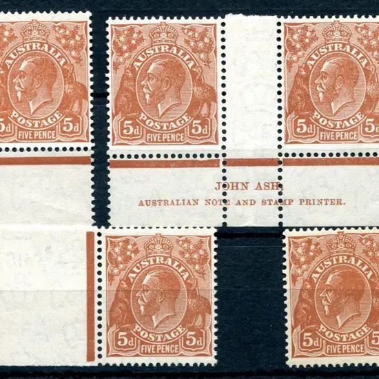 1931-36 CofA Watermark 5d orange-brown x 4 ...