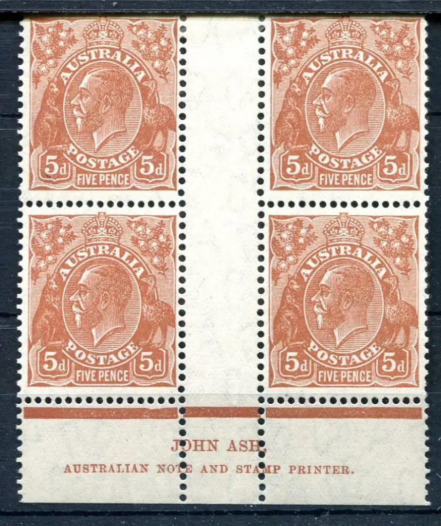 1931-36 CofA Watermark 5d orange-brown, plate 2, ... Image 1++