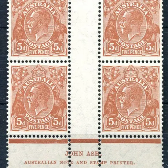 1931-36 CofA Watermark 5d orange-brown, plate 2, ...