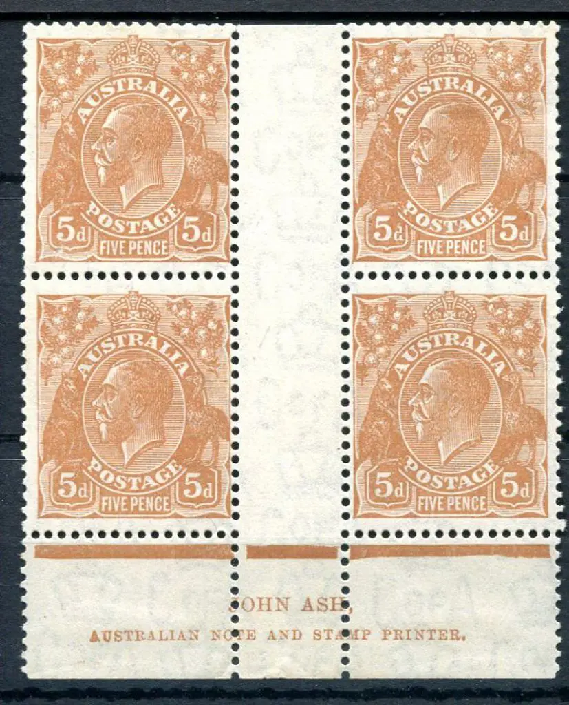 1931-36 CofA Watermark 5d yellow-brown plate 2 ... Image 1++