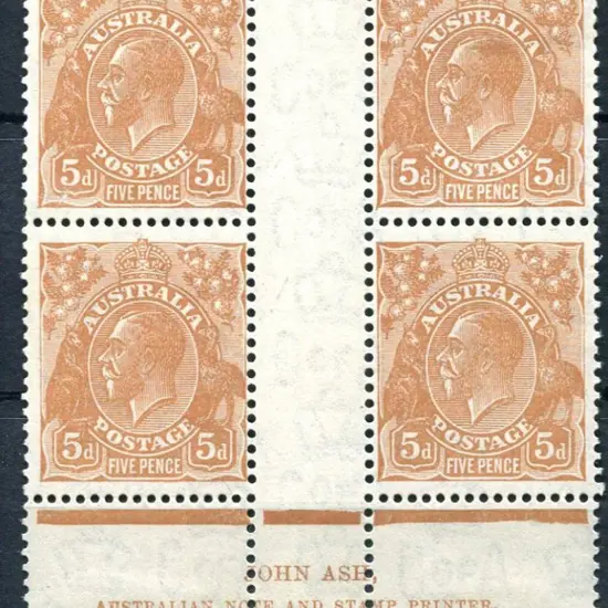 1931-36 CofA Watermark 5d yellow-brown plate 2 ...