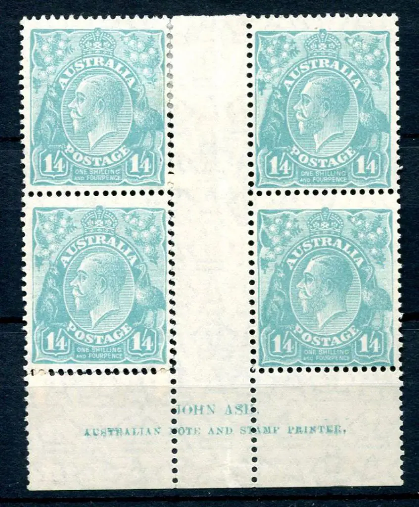 1931-36 CofA Watermark 1/4d greenish-blue John Ash ... Image 1++