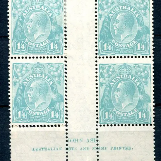 1931-36 CofA Watermark 1/4d greenish-blue John Ash ...